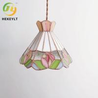 Retro francês toda a lâmpada colorida de vidro de cobre da barra da sala de Rose Pendant Light Hallway Dining