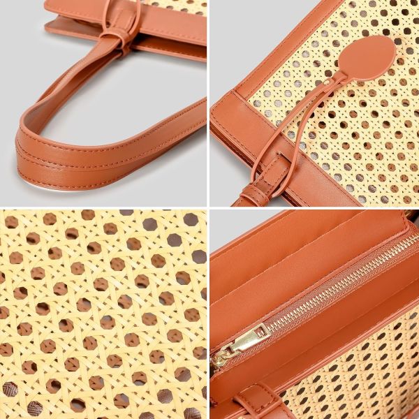 STRAW BEACH BAG FOR WOMEN SUMMER WOVEN RATTAN TOTE BAG STRAW PURSES AND HANDBAGS FOR VACATION WITH PENDANT