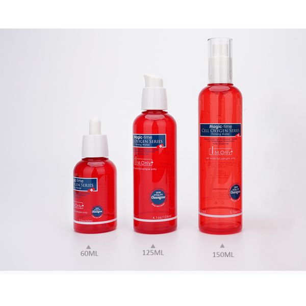 60ml 125ml 150ml Face Skin Care Pump Spray Red PETG Plastic Plastic Lotion Bottle
