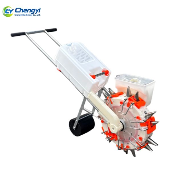Iron Manual Seeder Machine With Fertilizing Mechanical Push Planter Durable Dual Purpose Farm Device