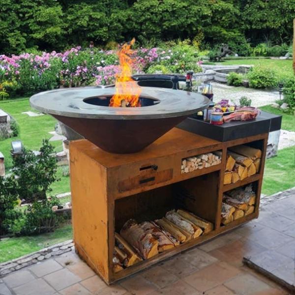 Square Garden Wood Fire Barbecue Grills Wood/Charcoal and Competition