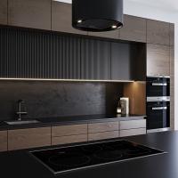 Modular Modern Kitchen Black Melamine Kitchen Cupboards Lacquer Painting Kitchen Cabinets For Apartment