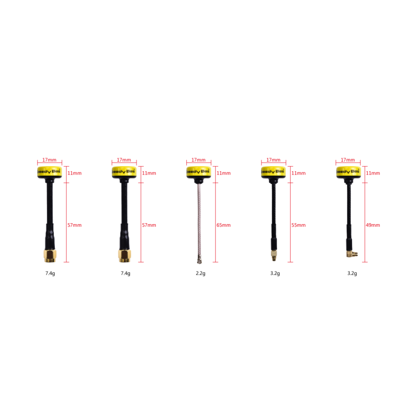 RunCam SpeedyBee 5.8GHz FPV Racing Drone Multirotor Antenna 2.0Dbi RHCP LHCP SMA/RP-SMA/UFL/MMCX 2pcs Security Protection