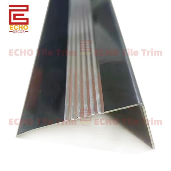 Non Slip 2 Inch Metal Stair Nosing Trim Black Step Edging Profiles