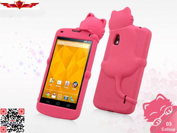 Fashion Design Colorful Cartoon Silicone Cover Case For LG Nexus 4 E960 High Quality