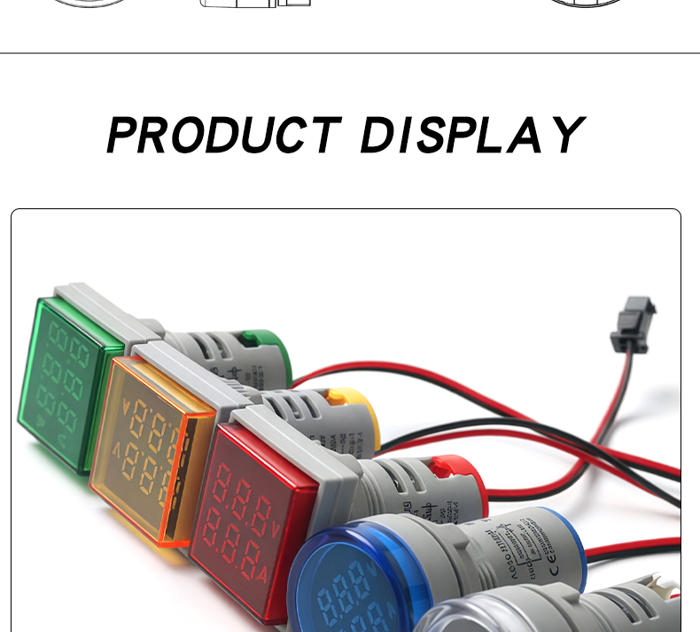 YZ Mini LED Digital Display Indicator Light Small Panel Meters for Voltage and Current Measurement 16-22VAMS Plastic