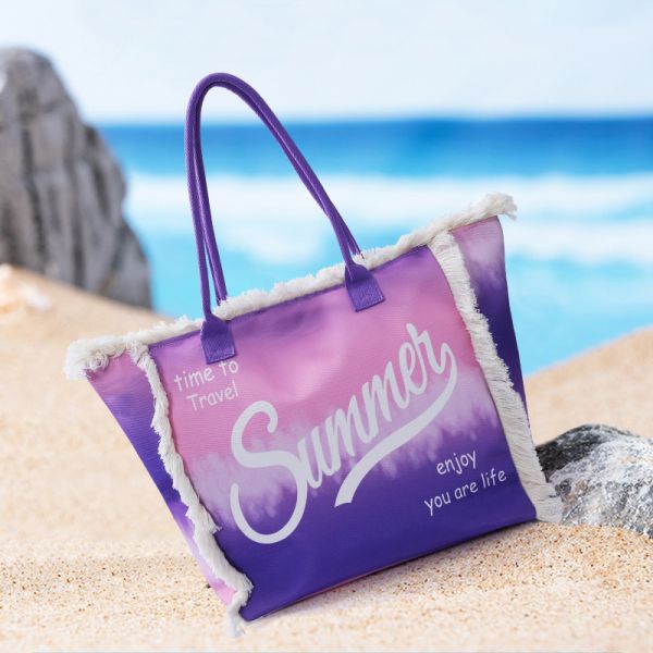Tassel Tote bag Large capacity crossbody fashion printed beach bag