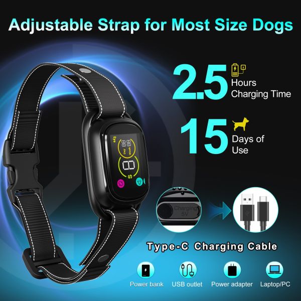 AI Intelligent Recognition Rechargeable Waterproof Eco-Friendly Plastic Nylon New Automatic Dog Training Collar Pet Stop Barking