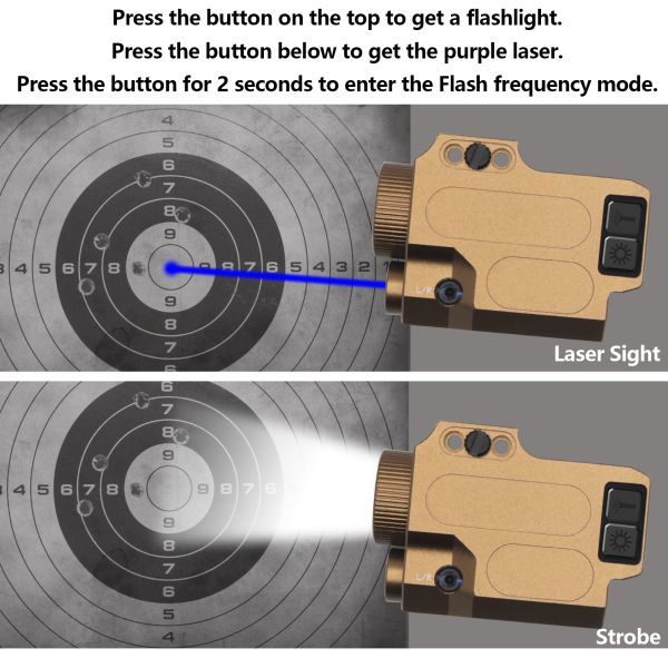 500 Lumens Gun Laser Flashlight Combo 405nm Blue Laser Beam For Pistol