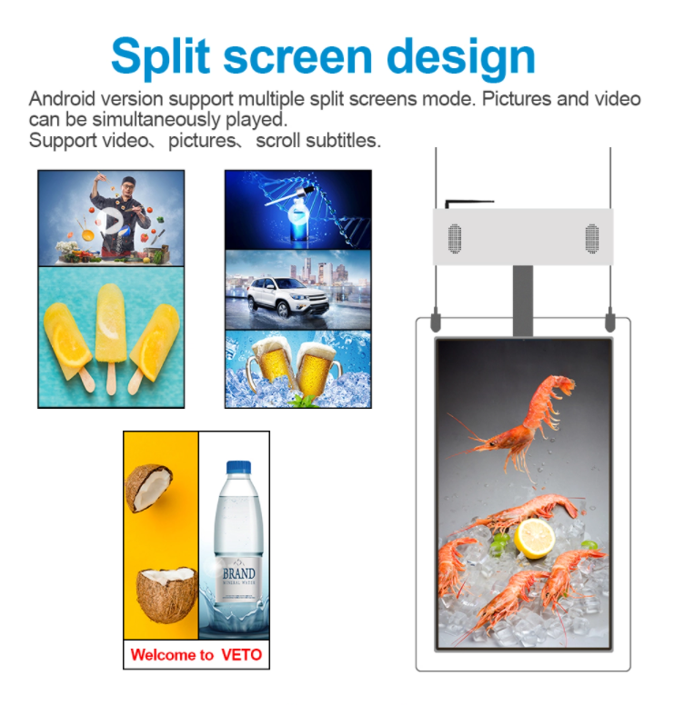 Пол экрана LCD двойного экрана прозрачный стоя дисплей LCD Signage цифров