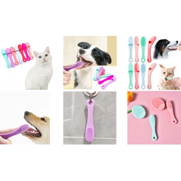 BPA Free Silicon Tooth Brushing Kit Set Teeth Cleaning Dog Finger Pet Toothbrush