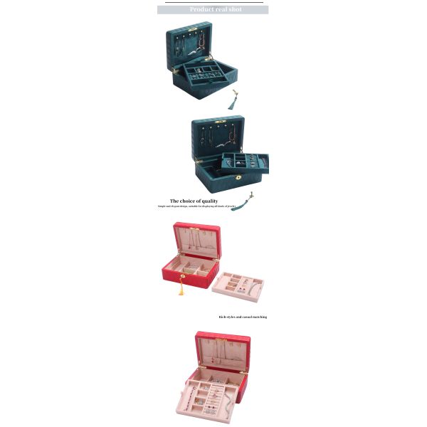 Cuadro de almacenamiento de joyas de granos de diamante multifunción Organizador de joyas de cuero con toalla