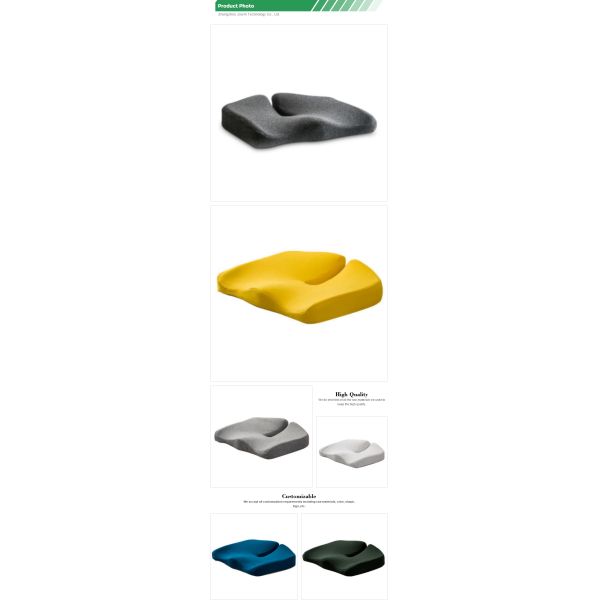 Non Slip Woven Square Memory Foam Coccyx Cushion for Office Chair Orthopedic Design