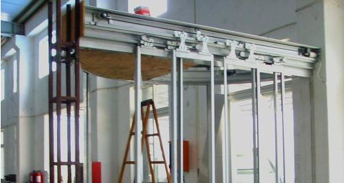 Silver Aluminum frames Telescopic Sliding Door Width 3000-6000 mm Open time 0-9 s