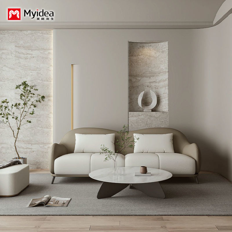 Elegant Leather Reception Sofa – Upholstered in Premium Leather for a Soft, Refined Touch, Supported by Sturdy Metal Legs, Ideal for Office Reception Areas, Lounges, and Waiting Rooms