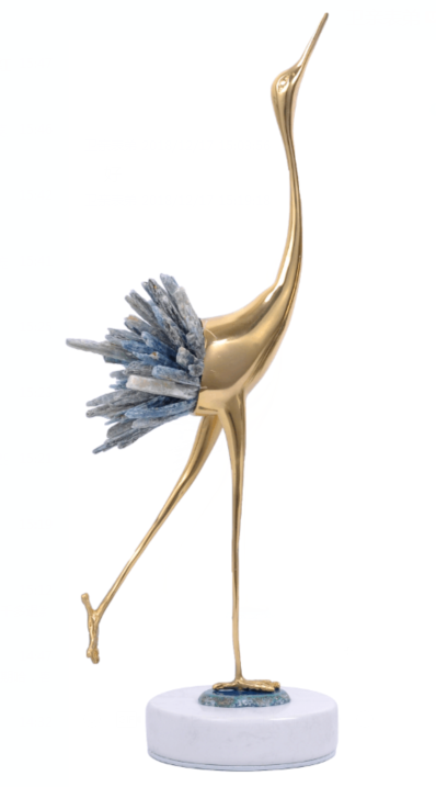 OEM Red Crowned Crane Copper Crystal Decorative Art Craft