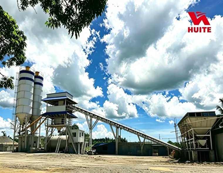 Fully Automatic HZS60 Stationary Concrete Batching Plant Galvanized Anti Corrosion