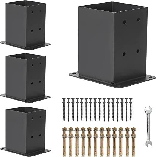 6x6 Post Base Anchor Bracket Heavy Duty Steel for Nature Pressure Treated Wood Type