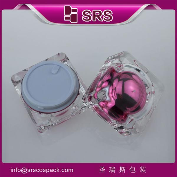 SRS PACKAGING acrylic luxury and elegant jars for cream ,square shapeplastic container with lid