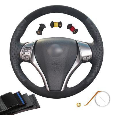 Black Suede Custom Fit Steering Wheel Cover For Nissan Qashqai Rogue Pulsar 2014-2018