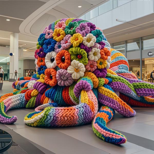 Handmade Cartoon Wool Knitted Octopus for Christmas Thanksgiving Shopping Centers