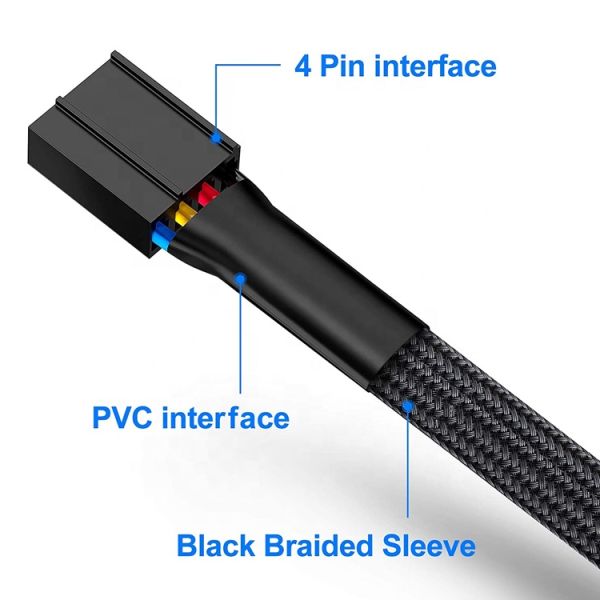 1 to 5 Ways 4 Pin Splitter PWM PC Fan Hub Power Supply Cable for ATX Computer Case 4 Pin and 3 Pin Cooling Fans