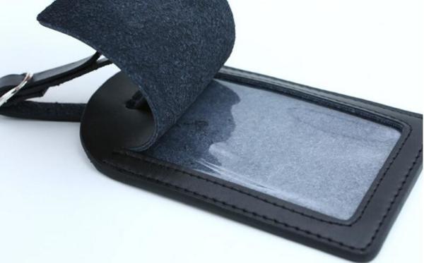 Black Cow Splited Leather Suitcase Luggage Tags Custom Logo Acceptable