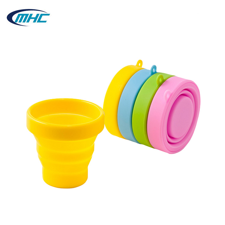 Custom Logo Food Grade Silicone Foldable Cup Wholesale Reusable Collapsible Travel Drinking Cup Portable Silicone Water Bottle