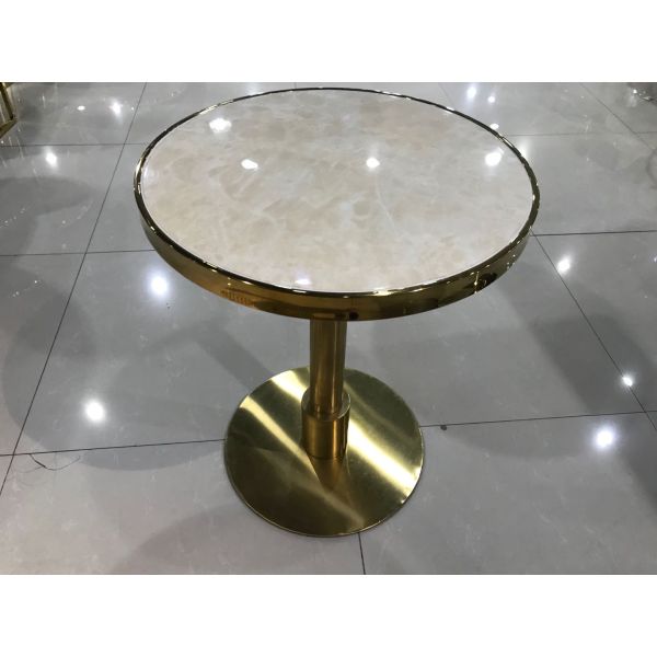 60cm Gold Metal Frame Small White Marble Coffee Table