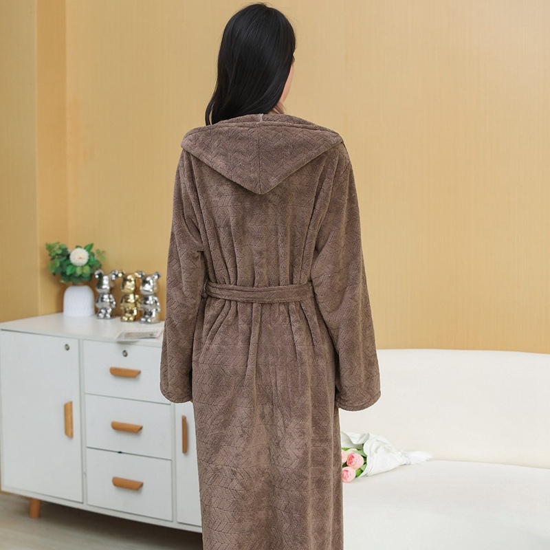 Soft Polyester Ployamide Jacquard Towelling Bath Robe 300gsm For Women / Mens
