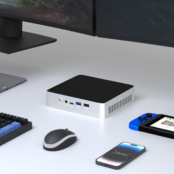 Soporte Intel N100 16GB con ventilador y 4 USB 2 LAN 2 HDMI Mini PC