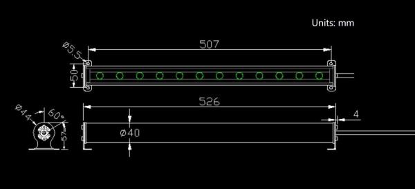 Aluminum Alloy IP68 Linear LED Underwater Wall Washer Lights 24W Mono RGBW