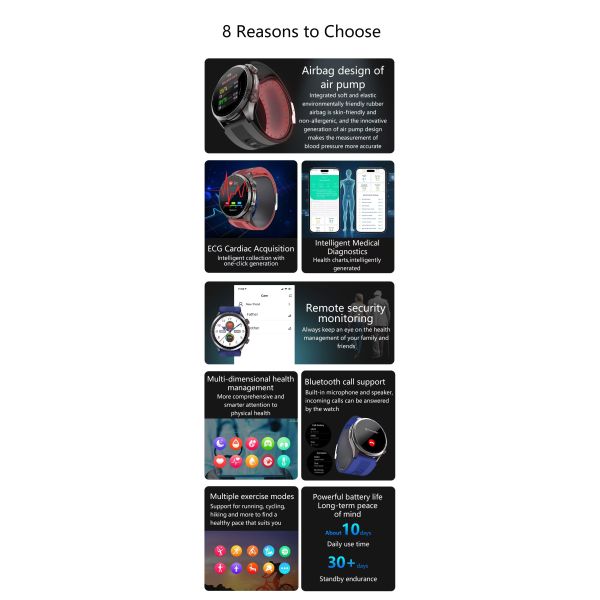 S26 Santé Smart Watch 1,43 pouces AMOLED Pompes à air à oxygène pour le sang Près sanguin Smart Watch