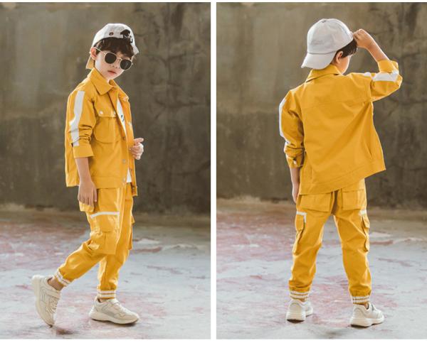 Fashion Boys Streetwear,Teens Good Quality Clothing Set loose Jacket +Trouser, fast street Brand for Kids