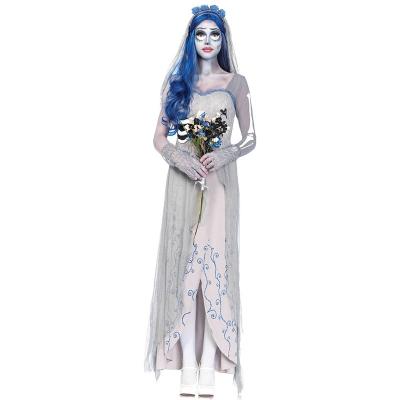 Vestido branco de longa duração Halloween Cosplay Fantasma Vestido de festa de noivas para mulheres