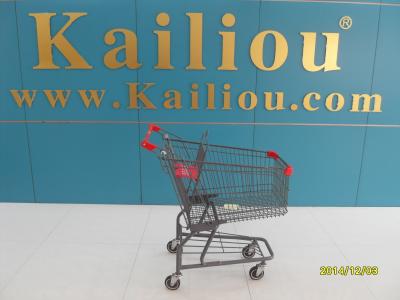 American Style Metal Supermarket 4 wheel shopping trolley with grey powder coating