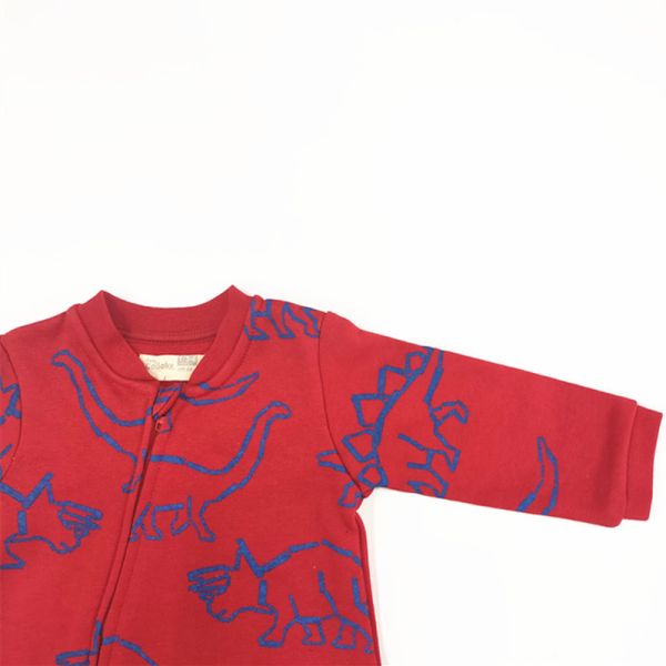 Newborn Bodysuit Baby Clothing Rompers with Zipper and Printing Pattern Knitted Fabric