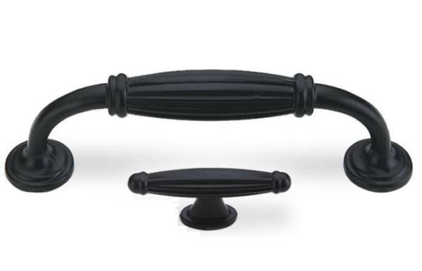 Zinc Alloy Matte Black Door And Cabinet Handles Amercian Style Various Size
