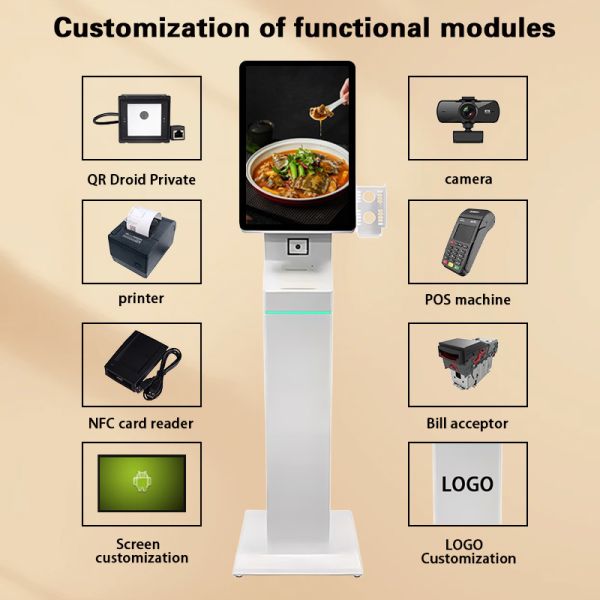 24/32/43 Inch Interactive Touch Screen Kiosk with Capacitive Touch and NFC Card Reader for Self-Service Payment Terminal