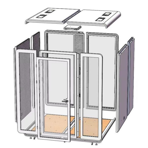 Soundproof Booth 4 Person Meeting Pod with 48.8dB Acoustic Performance Fast Installation and Movable Design