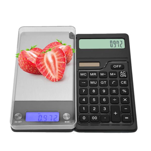 Escala de joyería soportada por OEM 2 en 1 Balanza electrónica digital Balanza de peso con calculadora solar Oro de perlas Pesando portátil