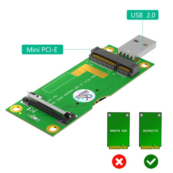 Mini PCI-E to USB Adapter With SIM card Slot for 3G/4G/ WWAN/LTE Module