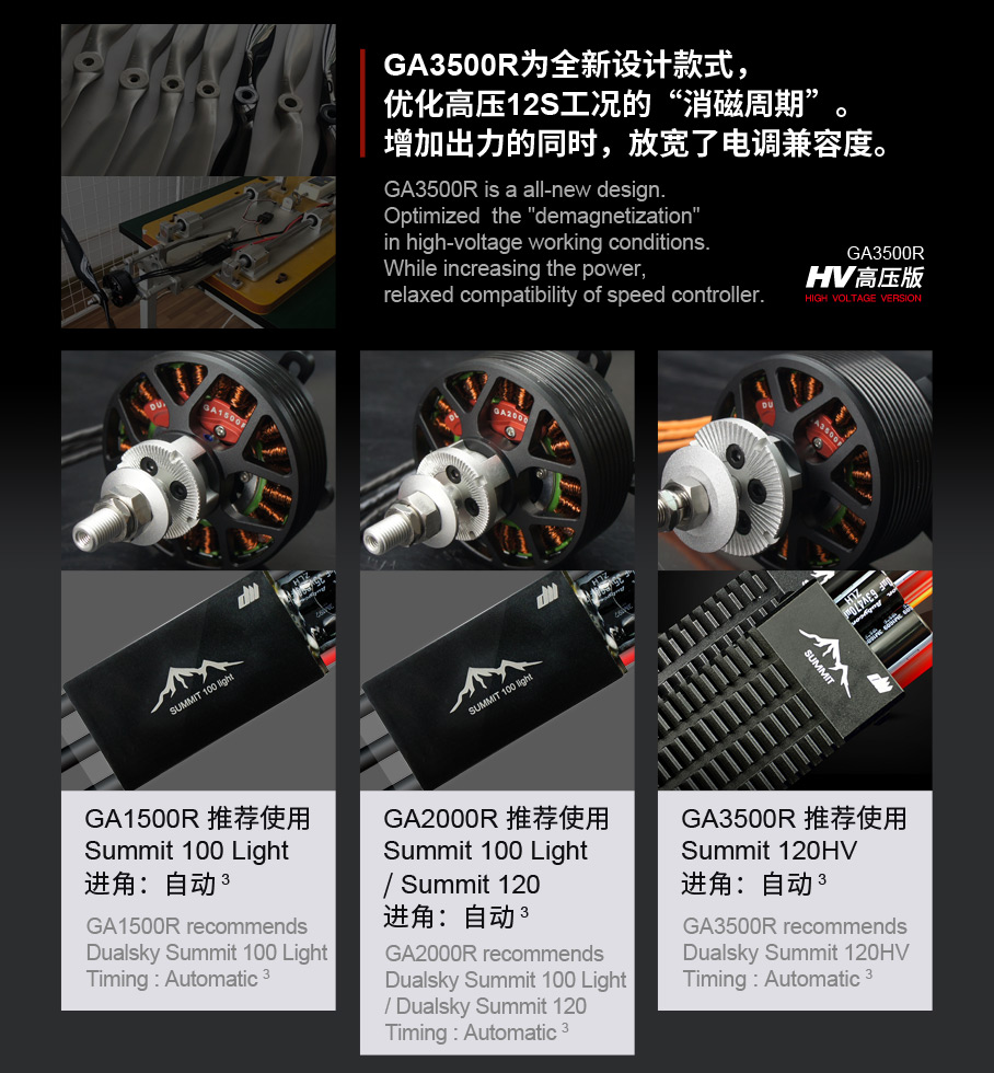 Dualsky GA1500R 550KV Racing Series Of Brushless Motor Fixed Wing Aircraft Model 70E 15-20cc Gasoline Engine