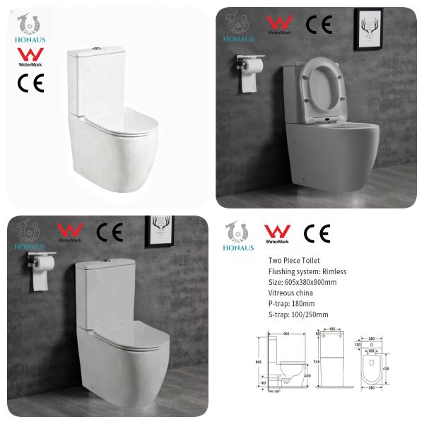 Siphon Scratch Resistant Glaze Two Piece Toilet Bowl Easy Clean AU Watermark CE
