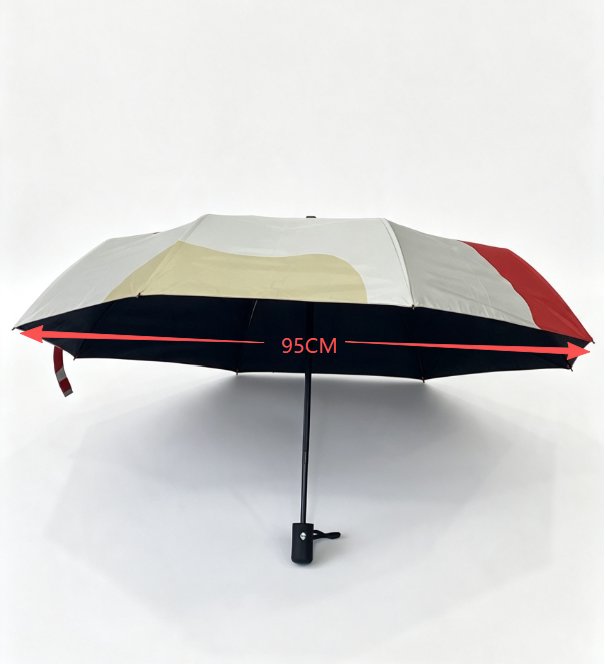 Stylish Color Matching Auto Open Compact Umbrella Anti-UV Black Glue Fabric Windproof Foldable Umbrella Daily Commute Camping