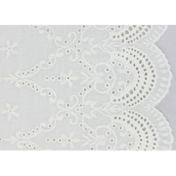 Tela branca do laço da rede do algodão do bordado, tela do laço do ilhó do algodão com borda Scalloped