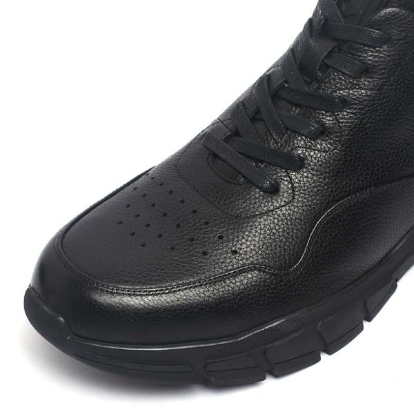 Velvet Sock Black Lace Up Mens Leather Casual Boots