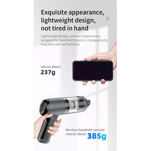 Portable Wireless Auto Vacuum Cleaner 5500Pa Strong Suction Handheld Type C Charging