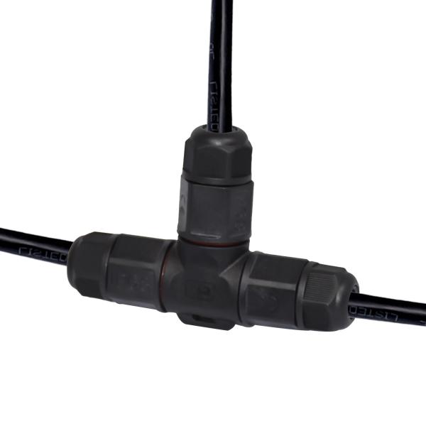 Pa66 PVC LED L20 T Waterproof Cable Connector CuZn 3 Way 4 Pin