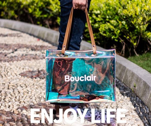 Custom Beach Bag Wholesale Pvc Shopping Bag Luxury Waterproof Holographic Clear Tote Bags With Logo Women Cosmetic Handbags